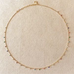 18K Colored Stones Necklace 18in in Gold